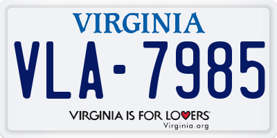 VA license plate VLA7985