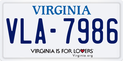 VA license plate VLA7986