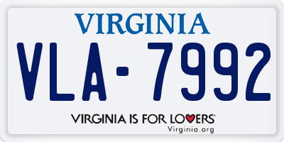 VA license plate VLA7992