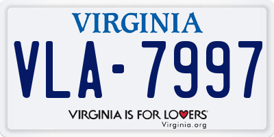 VA license plate VLA7997
