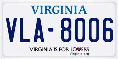 VA license plate VLA8006