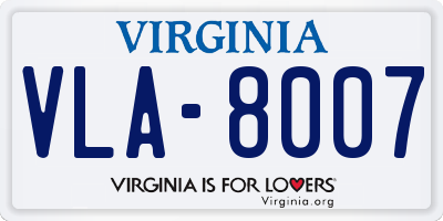 VA license plate VLA8007