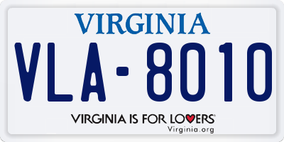 VA license plate VLA8010