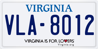 VA license plate VLA8012