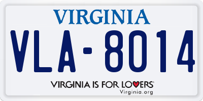 VA license plate VLA8014