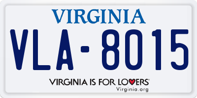 VA license plate VLA8015