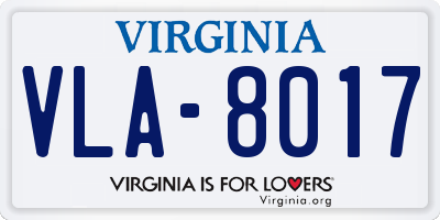 VA license plate VLA8017
