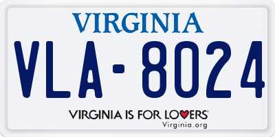 VA license plate VLA8024