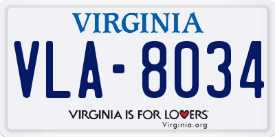 VA license plate VLA8034
