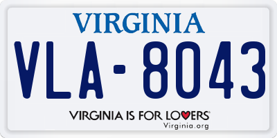 VA license plate VLA8043