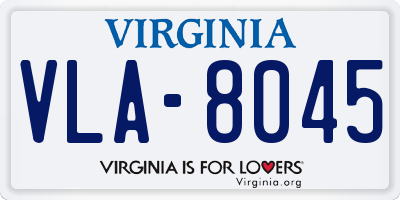 VA license plate VLA8045
