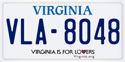 VA license plate VLA8048