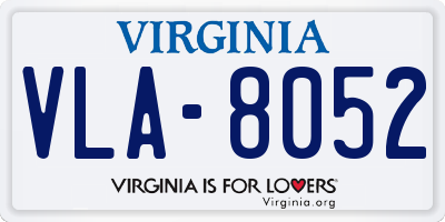 VA license plate VLA8052