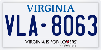 VA license plate VLA8063
