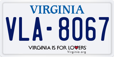 VA license plate VLA8067