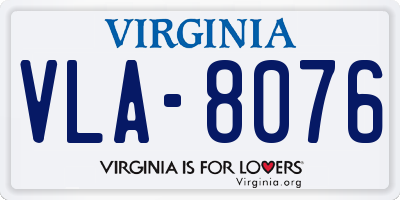 VA license plate VLA8076