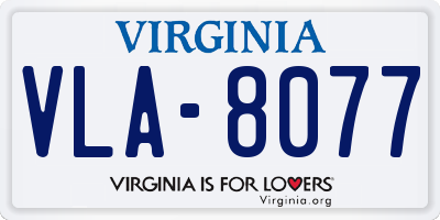 VA license plate VLA8077