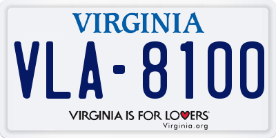 VA license plate VLA8100
