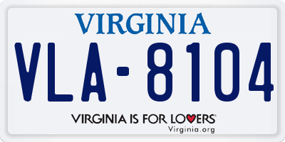 VA license plate VLA8104