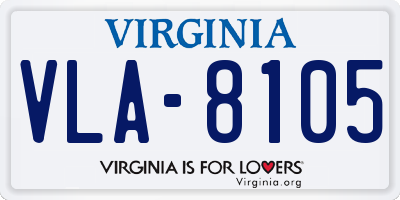 VA license plate VLA8105