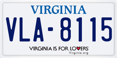 VA license plate VLA8115