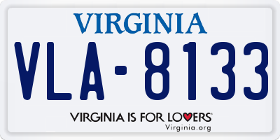 VA license plate VLA8133