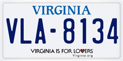 VA license plate VLA8134