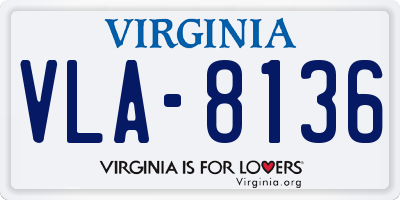 VA license plate VLA8136