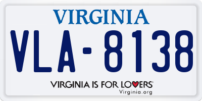 VA license plate VLA8138