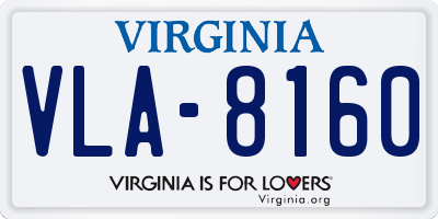 VA license plate VLA8160