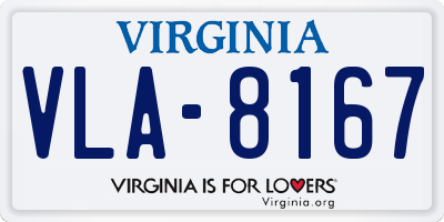 VA license plate VLA8167