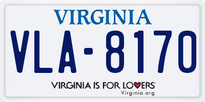 VA license plate VLA8170