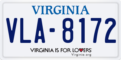 VA license plate VLA8172