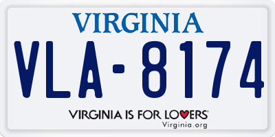 VA license plate VLA8174