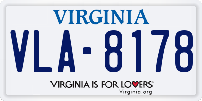 VA license plate VLA8178