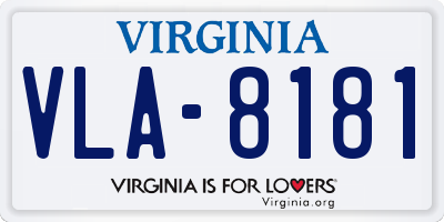 VA license plate VLA8181