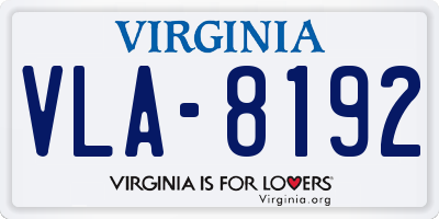 VA license plate VLA8192