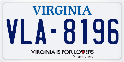 VA license plate VLA8196