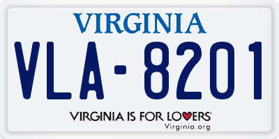 VA license plate VLA8201