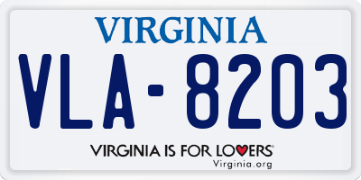 VA license plate VLA8203