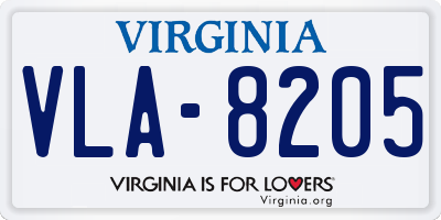 VA license plate VLA8205