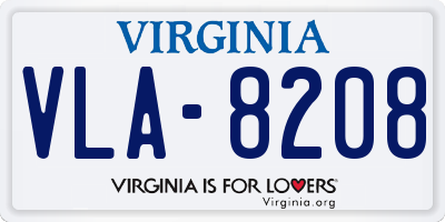 VA license plate VLA8208