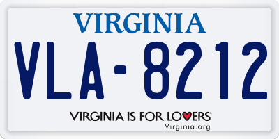 VA license plate VLA8212