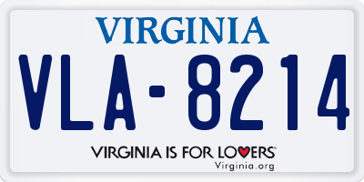 VA license plate VLA8214
