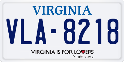 VA license plate VLA8218