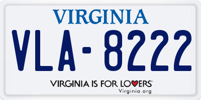 VA license plate VLA8222