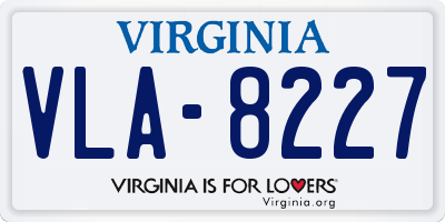VA license plate VLA8227