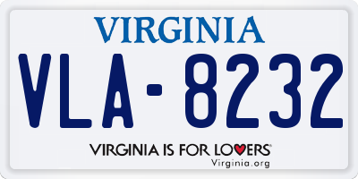 VA license plate VLA8232
