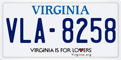 VA license plate VLA8258