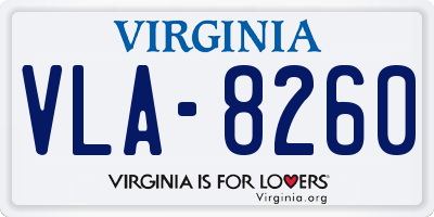 VA license plate VLA8260